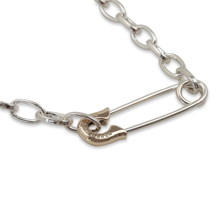 OFF THE WALL NEVER HURT YOU SAFETY PIN CHAIN NECKLACE K10YG × SV / XP-177