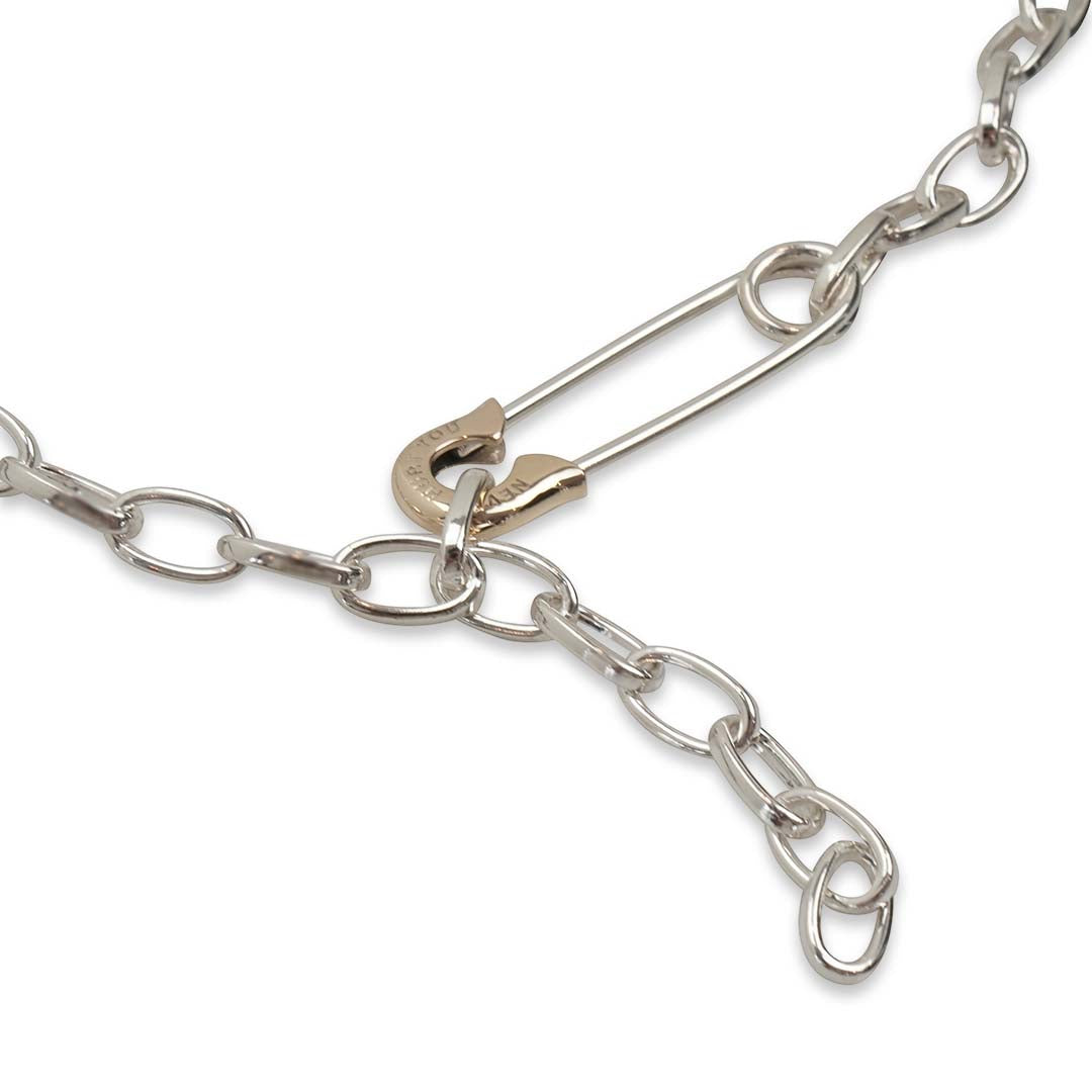 OFF THE WALL NEVER HURT YOU SAFETY PIN CHAIN NECKLACE K10YG × SV / XP-177