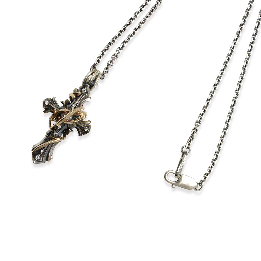 THORN CROSS DIAMOND PENDANT M K10YG × SV / XP-080