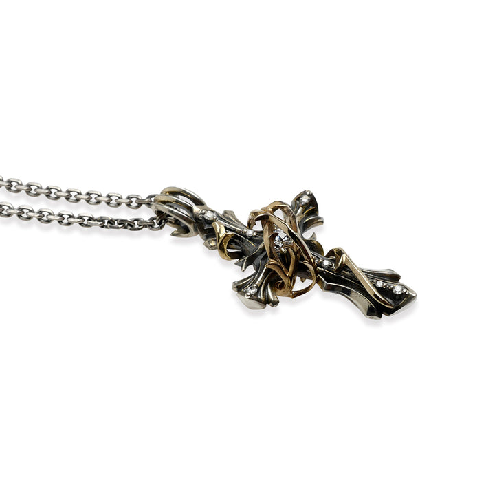 THORN CROSS DIAMOND PENDANT M K10YG × SV / XP-080