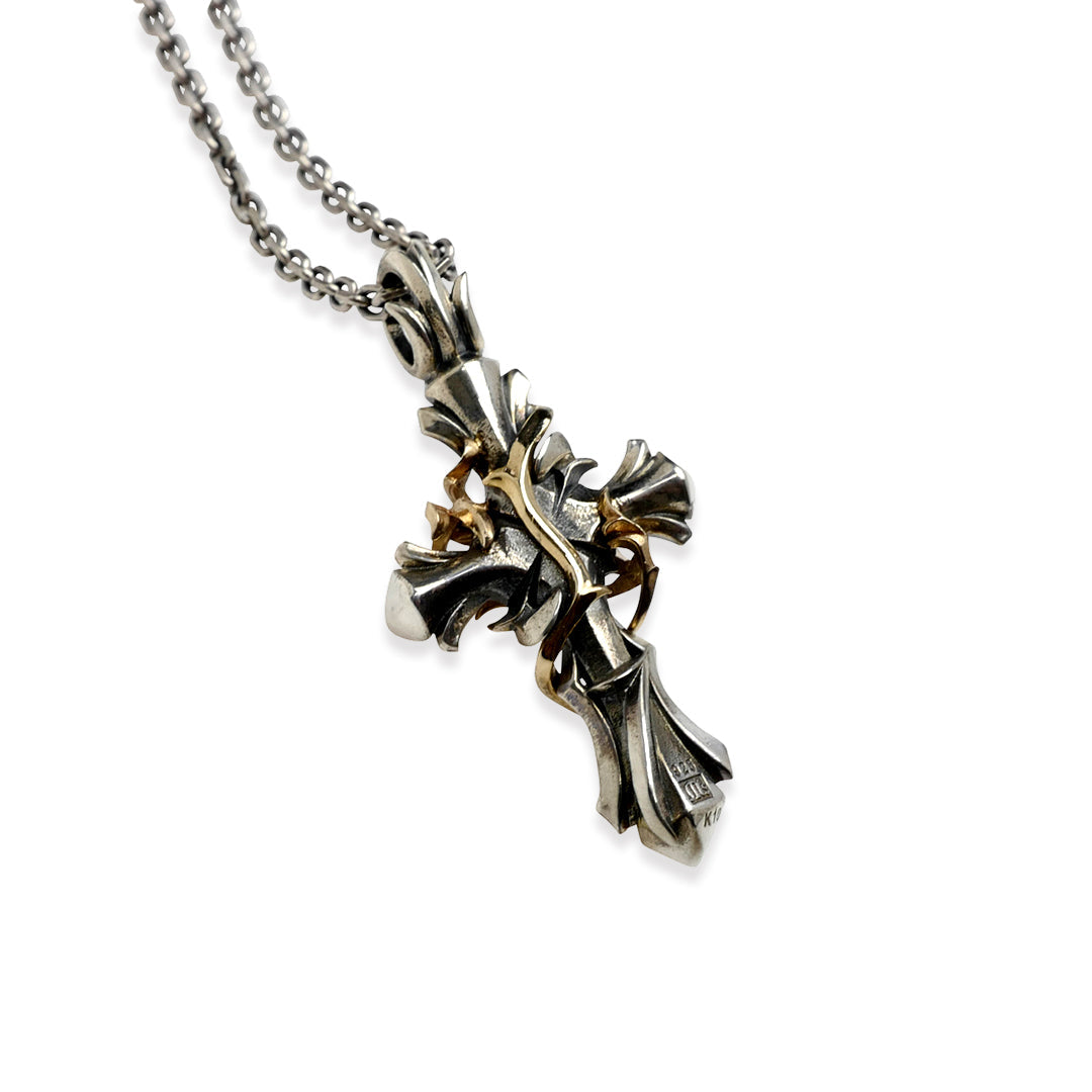 THORN CROSS DIAMOND PENDANT M K10YG × SV / XP-080