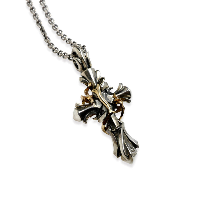 THORN CROSS DIAMOND PENDANT M K10YG × SV / XP-080