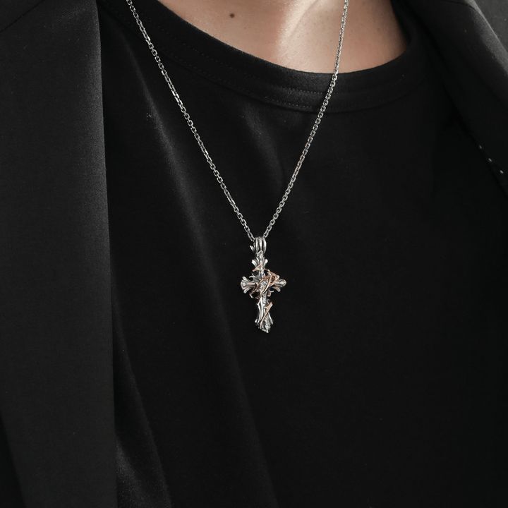THORN CROSS DIAMOND PENDANT M K10YG × SV / XP-080
