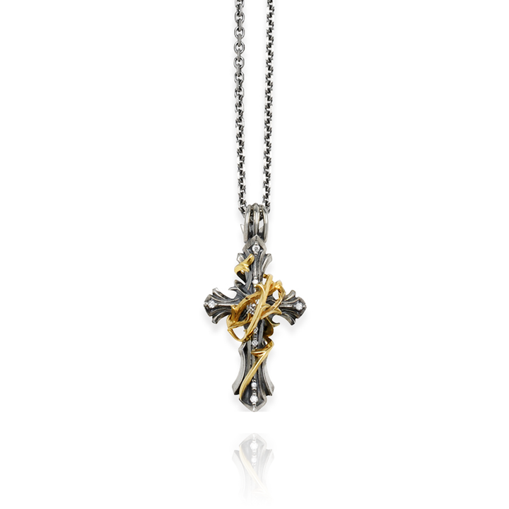 THORN CROSS DIAMOND PENDANT M K10YG × SV / XP-080