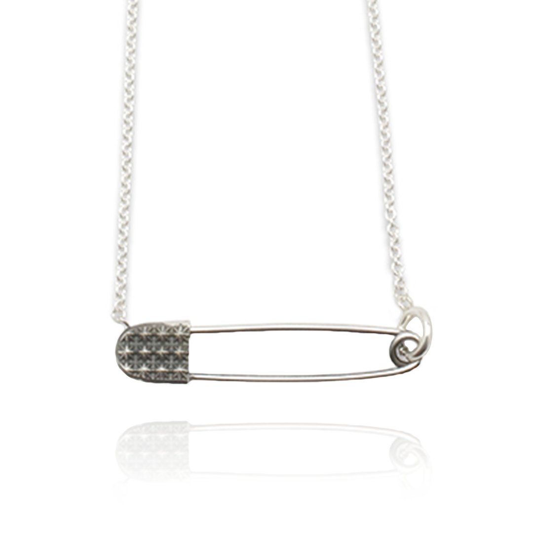 TRIPLE X STUDS SAFETY PIN NECKLACE / XP-185