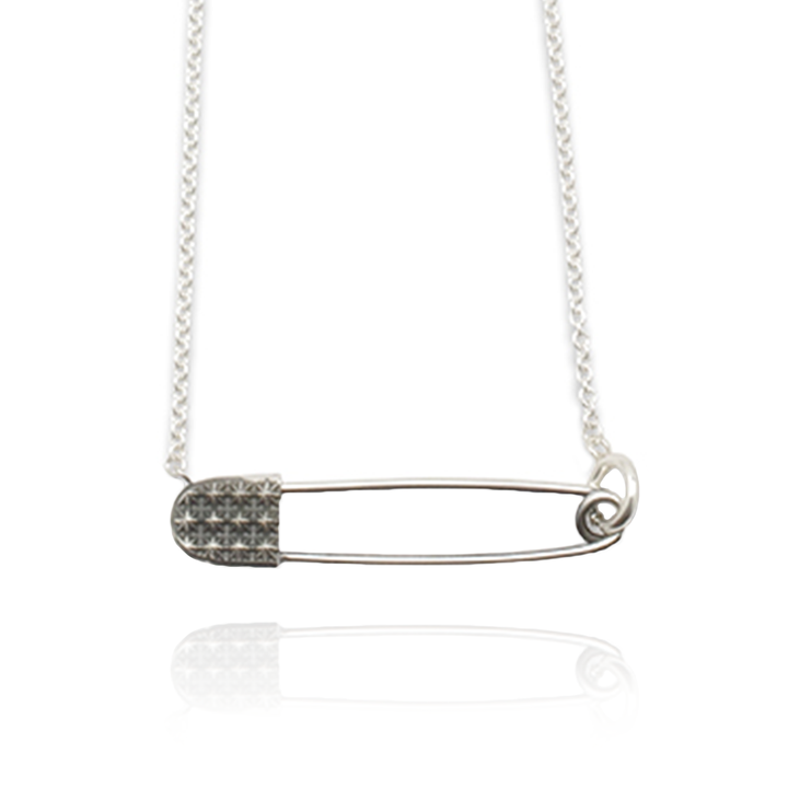 TRIPLE X STUDS SAFETY PIN NECKLACE / XP-185