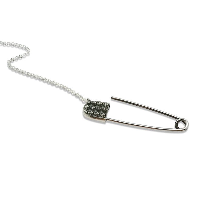 TRIPLE X STUDS SAFETY PIN NECKLACE / XP-185