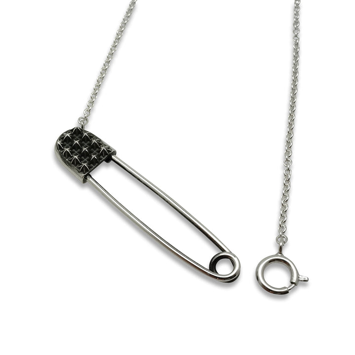 TRIPLE X STUDS SAFETY PIN NECKLACE / XP-185