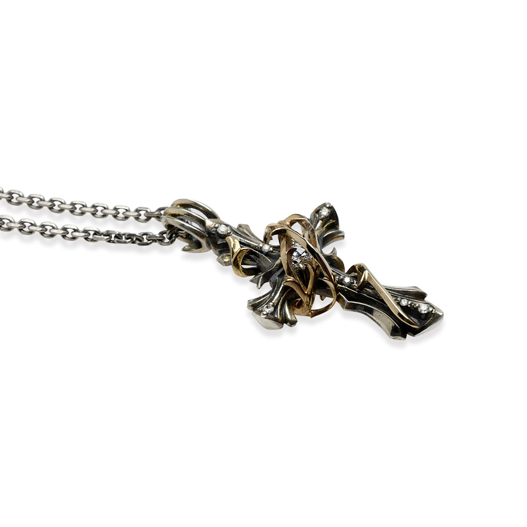 THORN CROSS DIAMOND PENDANT M K10YG × SV / XP-080