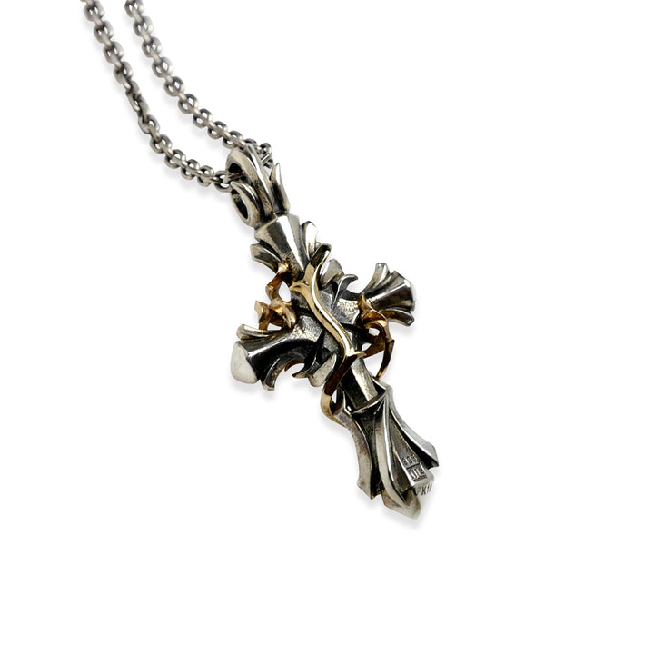 THORN CROSS DIAMOND PENDANT M K10YG × SV / XP-080
