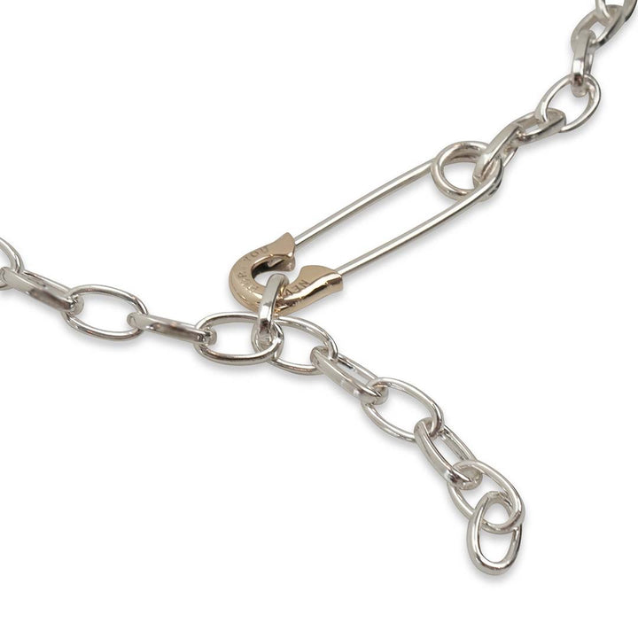 OFF THE WALL NEVER HURT YOU SAFETY PIN CHAIN NECKLACE K10YG × SV / XP-177