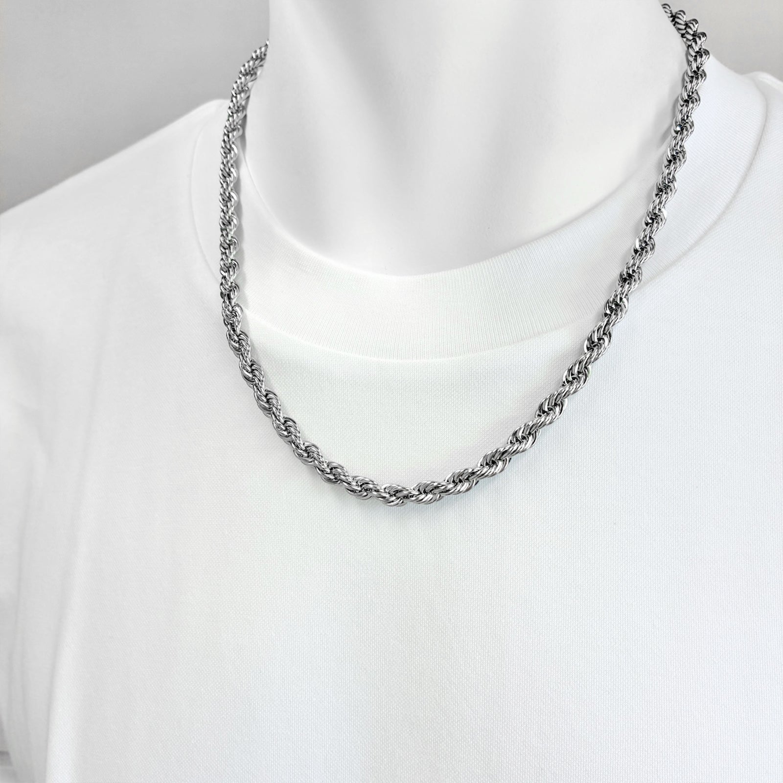 シルバー ツイストチェーンネックレス 50cmツイストチェーンネックレスシルバー925アクセサリーBinich