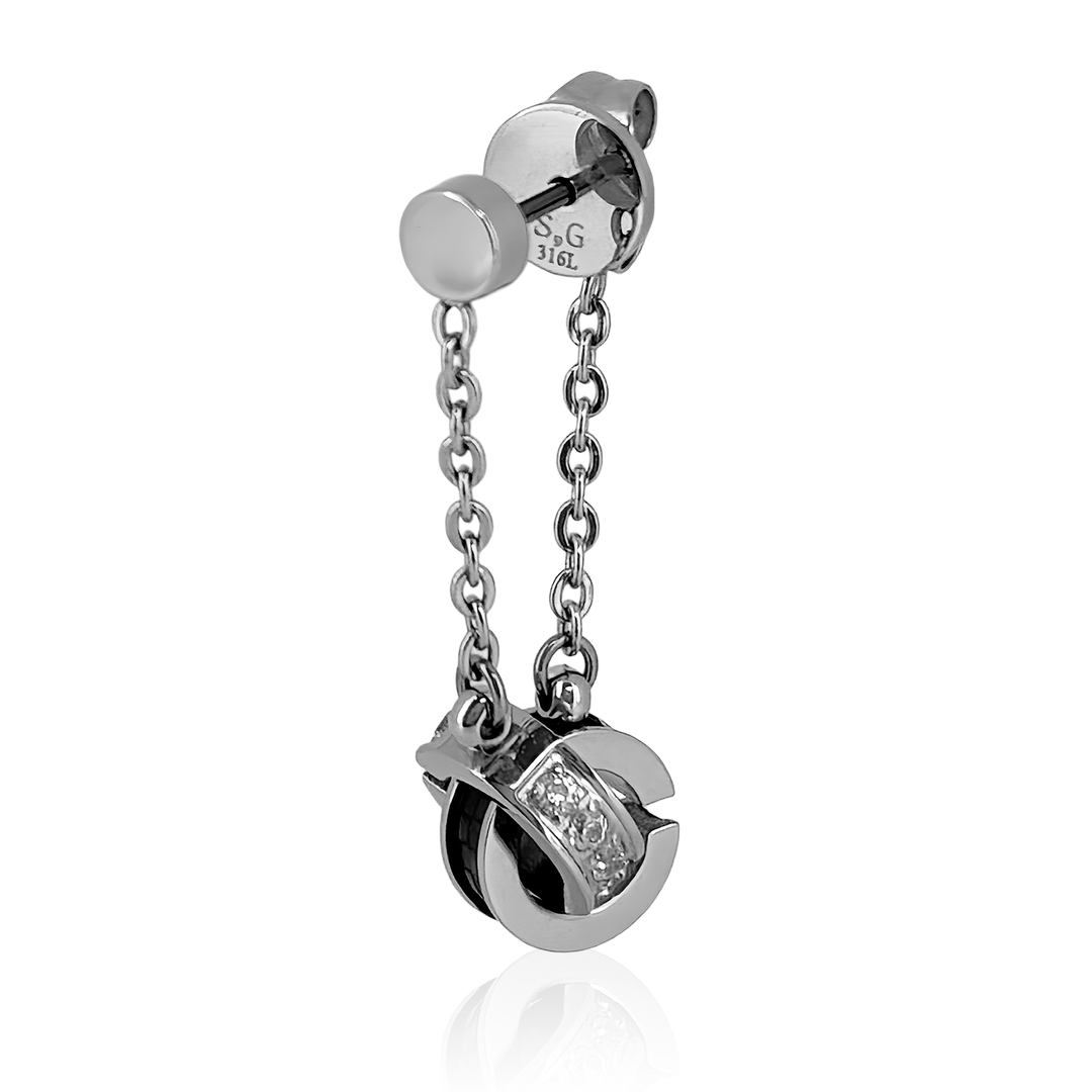 ダブルリングチェーンピアス(片耳用) / SGP-011