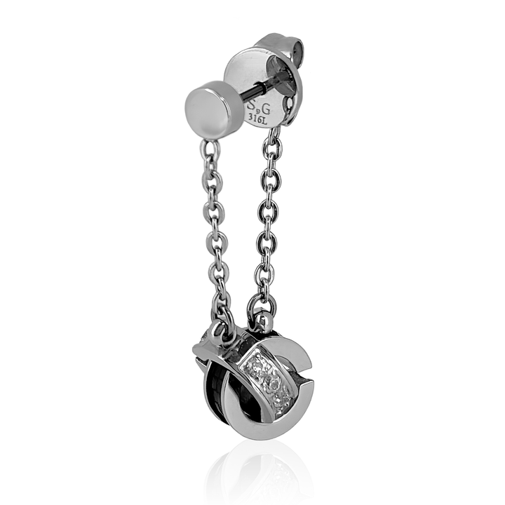 ダブルリングチェーンピアス(片耳用) / SGP-011