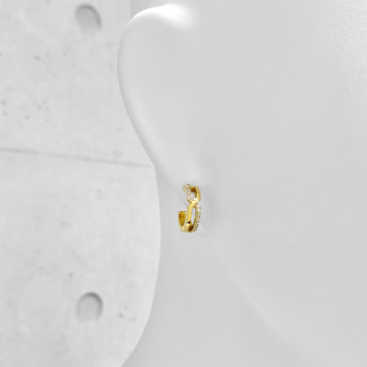 Cross Line Half Hoop Earrings (for one ear) / SGP-177