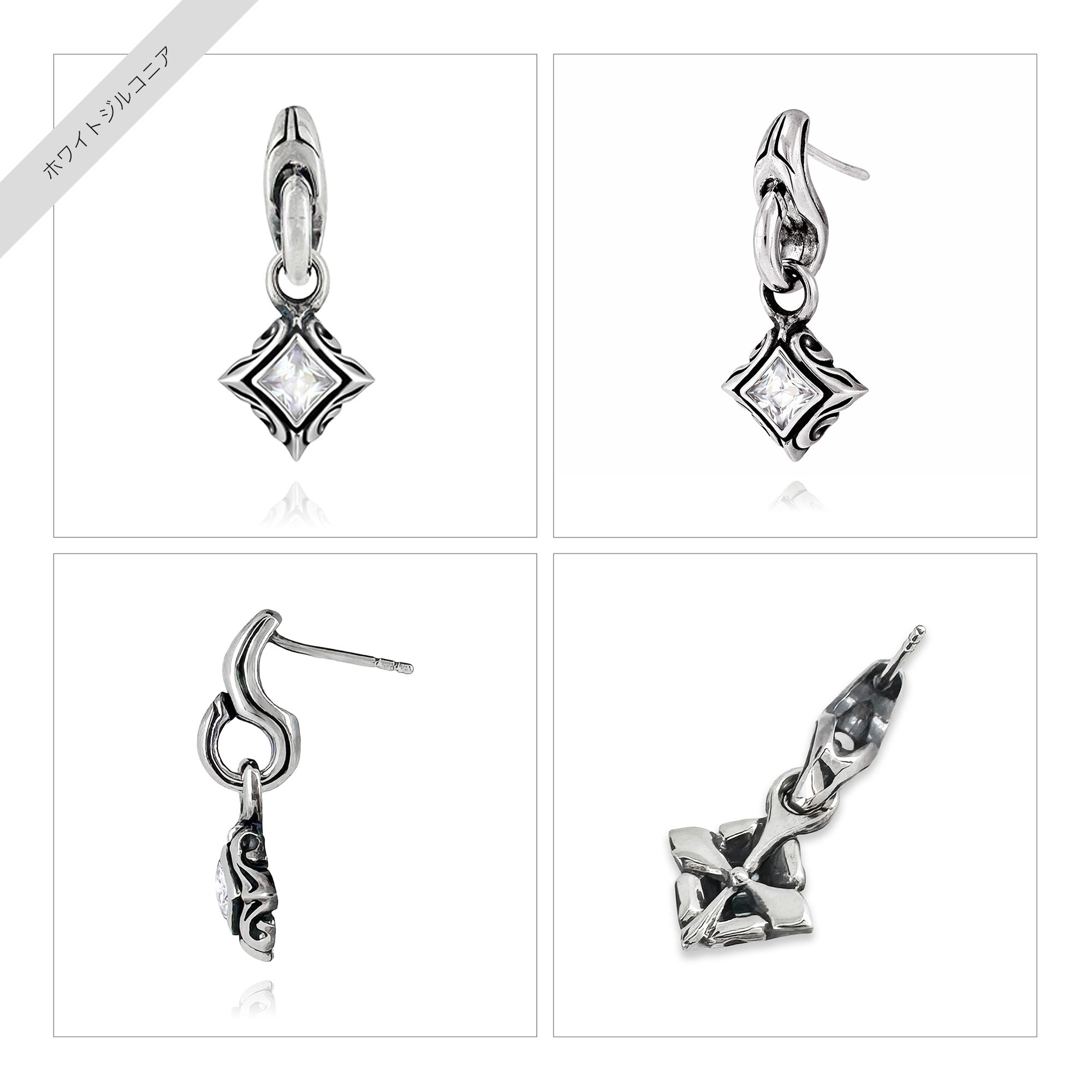 URBAN TRIBAL SQUARE DROP PIERCE(片耳用) / X0285 – BLESS
