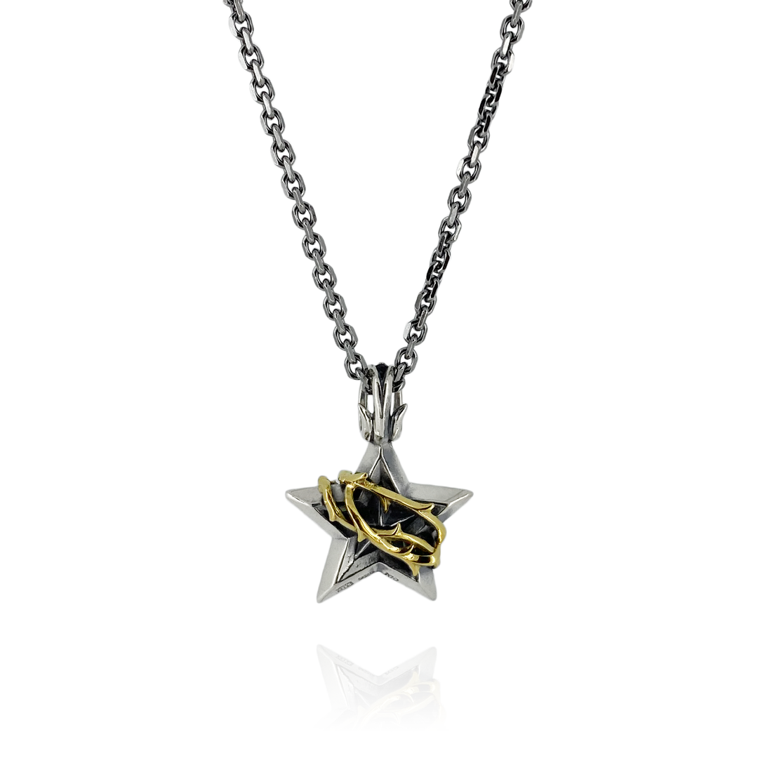 THORN STAR PENDANT M K10YG × SV / X0296 – BLESS