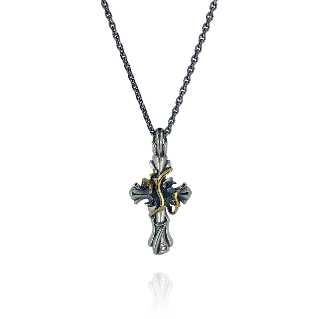 THORN CROSS PENDANT M K10YG × SV / XP-016 – BLESS THORN CROSS PENDANT M K10YG × SV / XP-016 – BLESS