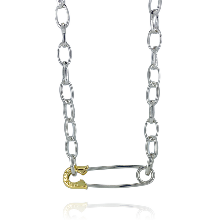 OFF THE WALL NEVER HURT YOU SAFETY PIN CHAIN NECKLACE K10YG × SV / XP-177