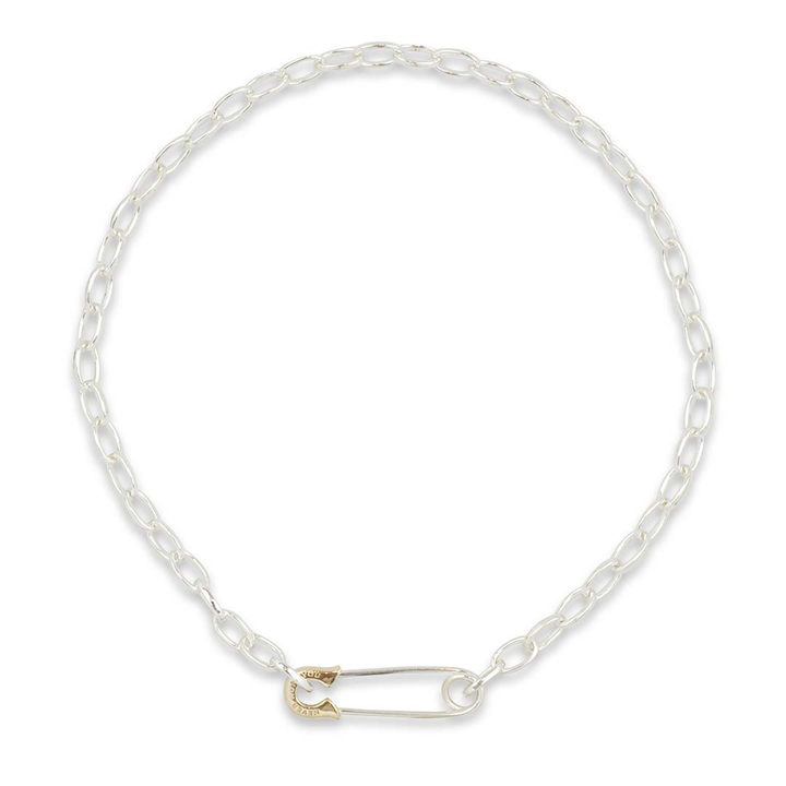 OFF THE WALL NEVER HURT YOU SAFETY PIN CHAIN NECKLACE K10YG × SV / XP-177