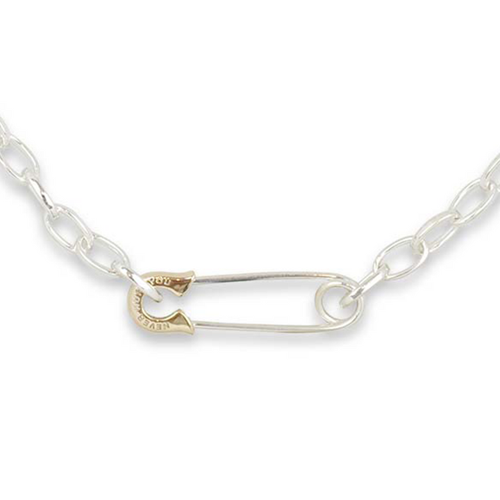 OFF THE WALL NEVER HURT YOU SAFETY PIN CHAIN NECKLACE K10YG × SV / XP-177
