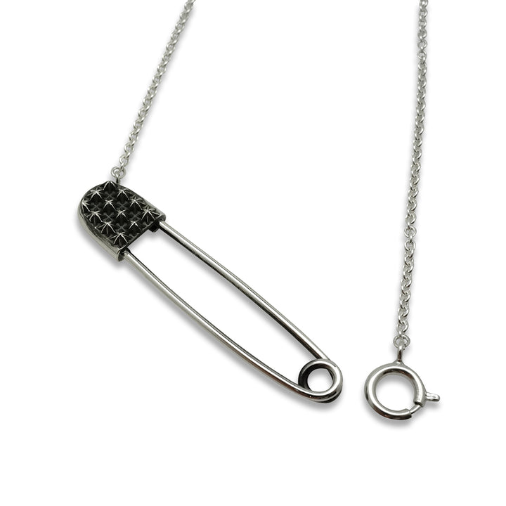 TRIPLE X STUDS SAFETY PIN NECKLACE / XP-185