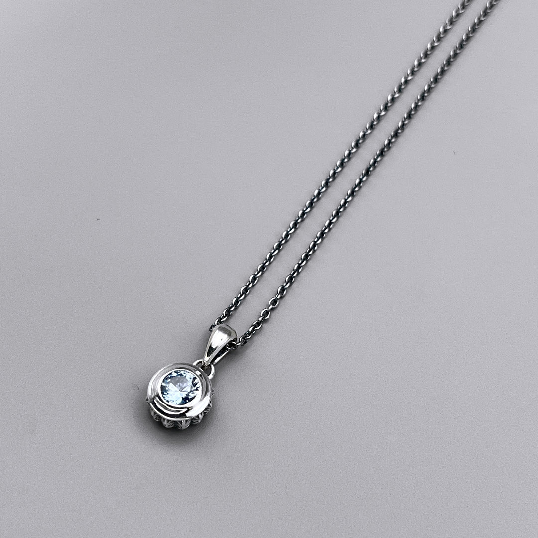 TRIPLE X STUDS SOLITAIRE BIRTHDAY 5mm STONE PENDANT / XP-214AQG
