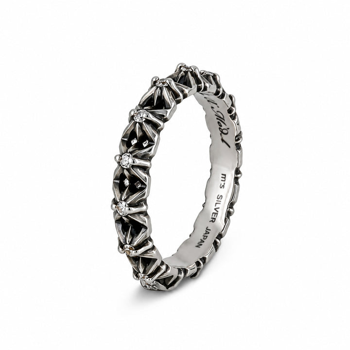 TRIPLE X STUDS NARROW RING MELEE / XR-044