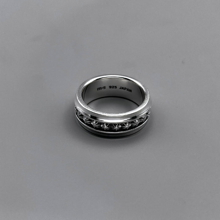 TRIPLE X STUDS HARF ROUND RING / XR-051