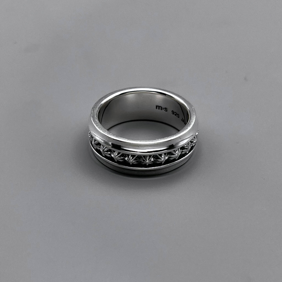 TRIPLE X STUDS HARF ROUND RING / XR-051