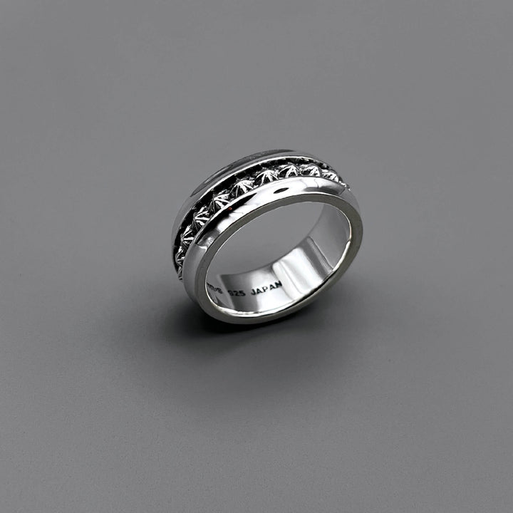 TRIPLE X STUDS HARF ROUND RING / XR-051