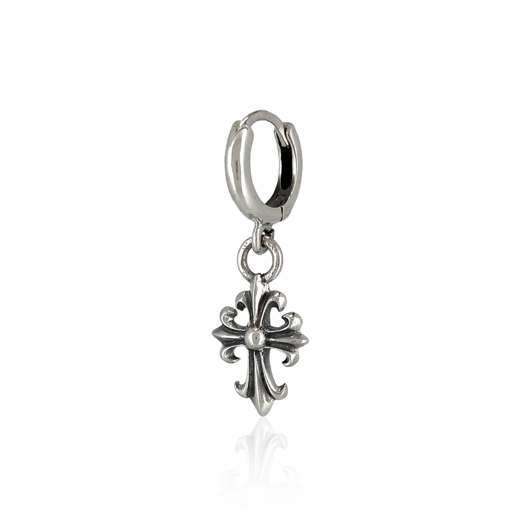 Chrome Hearts クロスモチーフ シルバー フープピアス(片耳用) 【公式