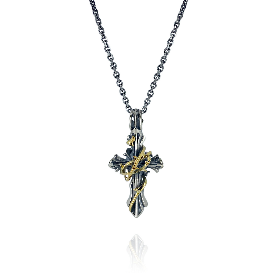 THORN CROSS PENDANT M K10YG × SV / XP-016 – BLESS THORN CROSS PENDANT M K10YG × SV / XP-016 – BLESS