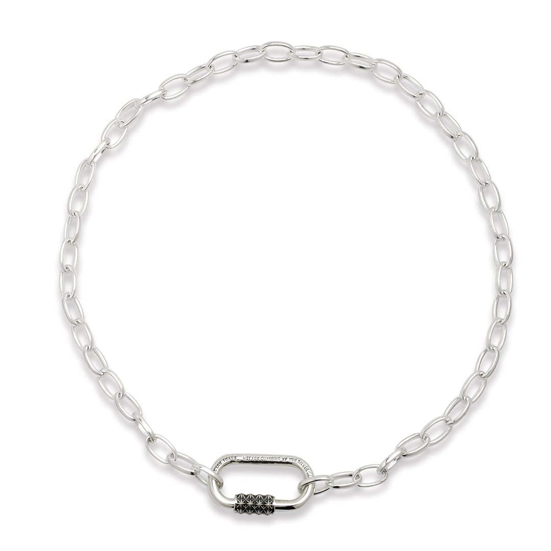 TRIPLE X STUDS KARABINER NECKLACE