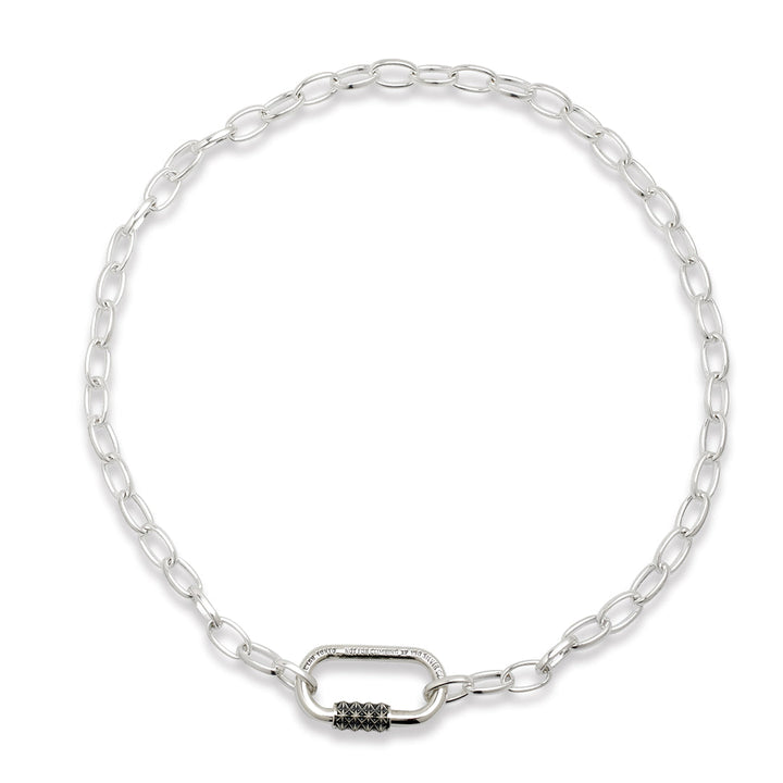 TRIPLE X STUDS KARABINER NECKLACE