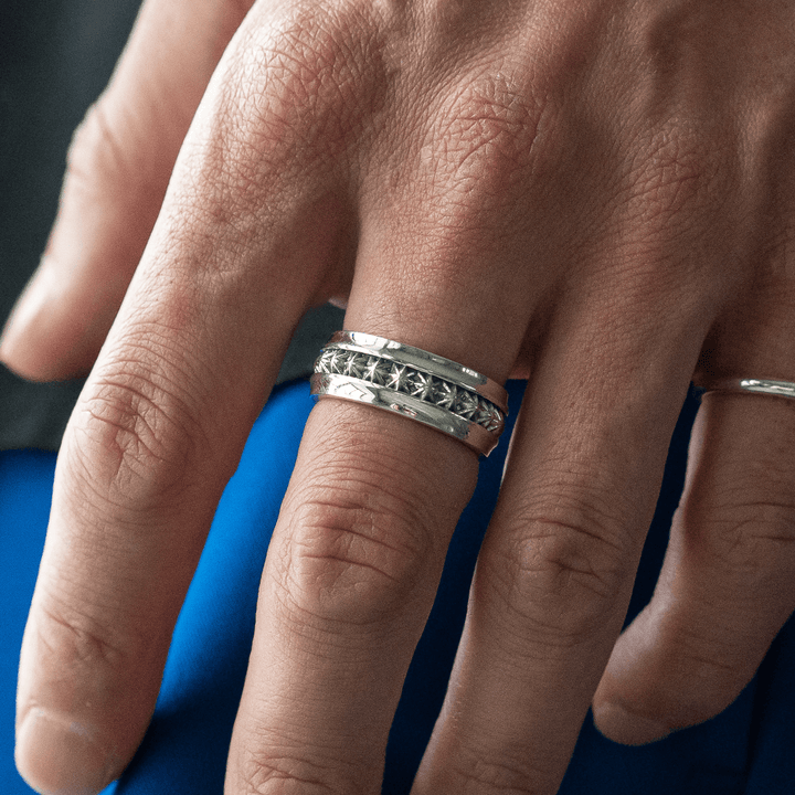 TRIPLE X STUDS HARF ROUND RING