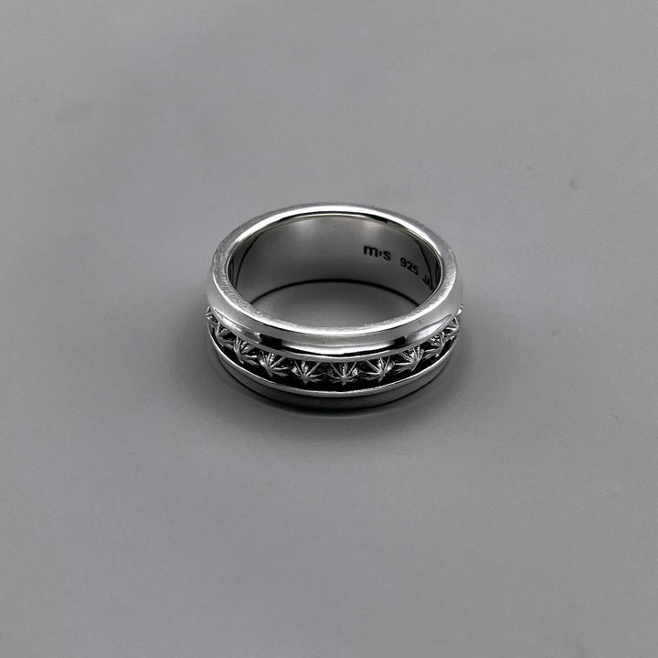 TRIPLE X STUDS HARF ROUND RING